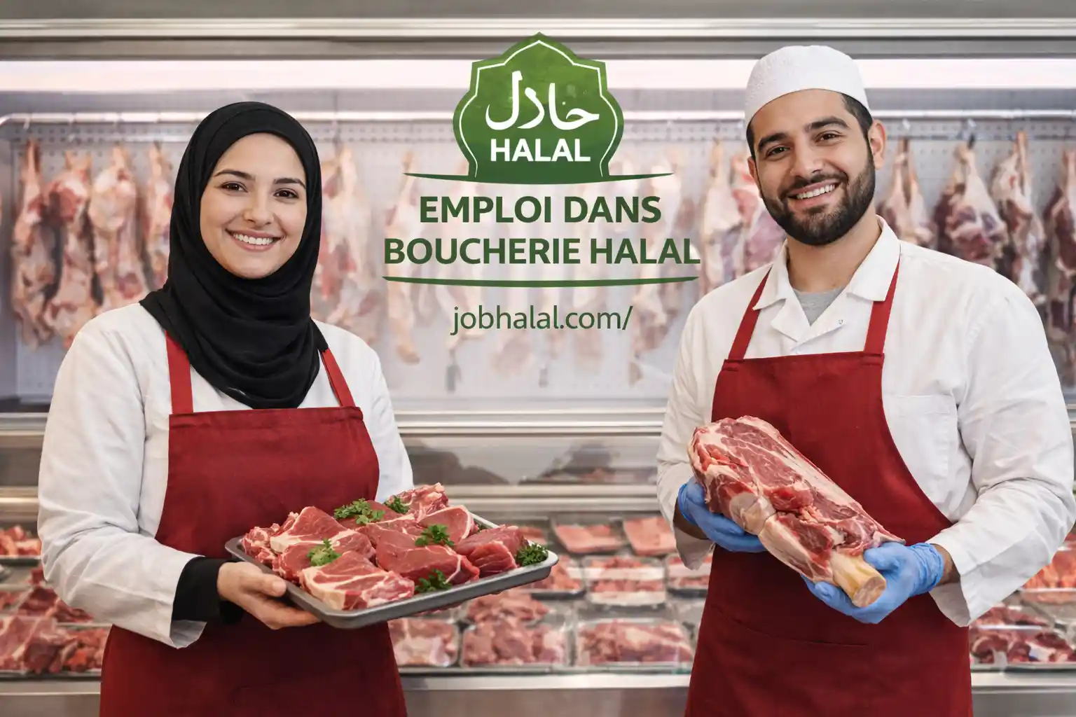 Butcher in a halal butcher's shop